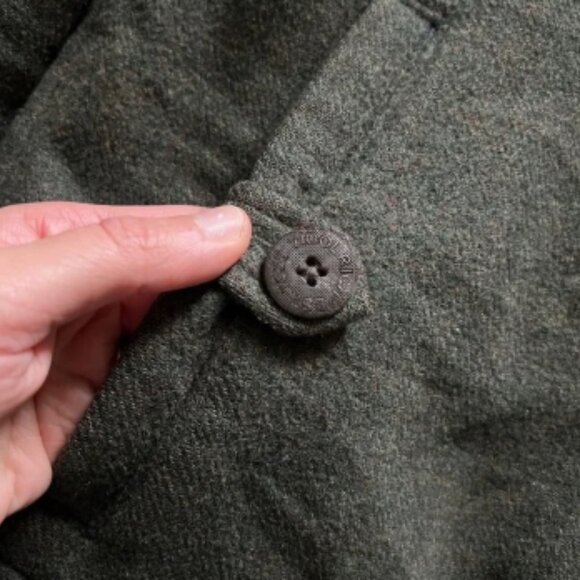 Woolrich Wool Blanket Lined Long Sleeve Full Zip Barn Over Coat Green Mens Large - Picture 4 of 16